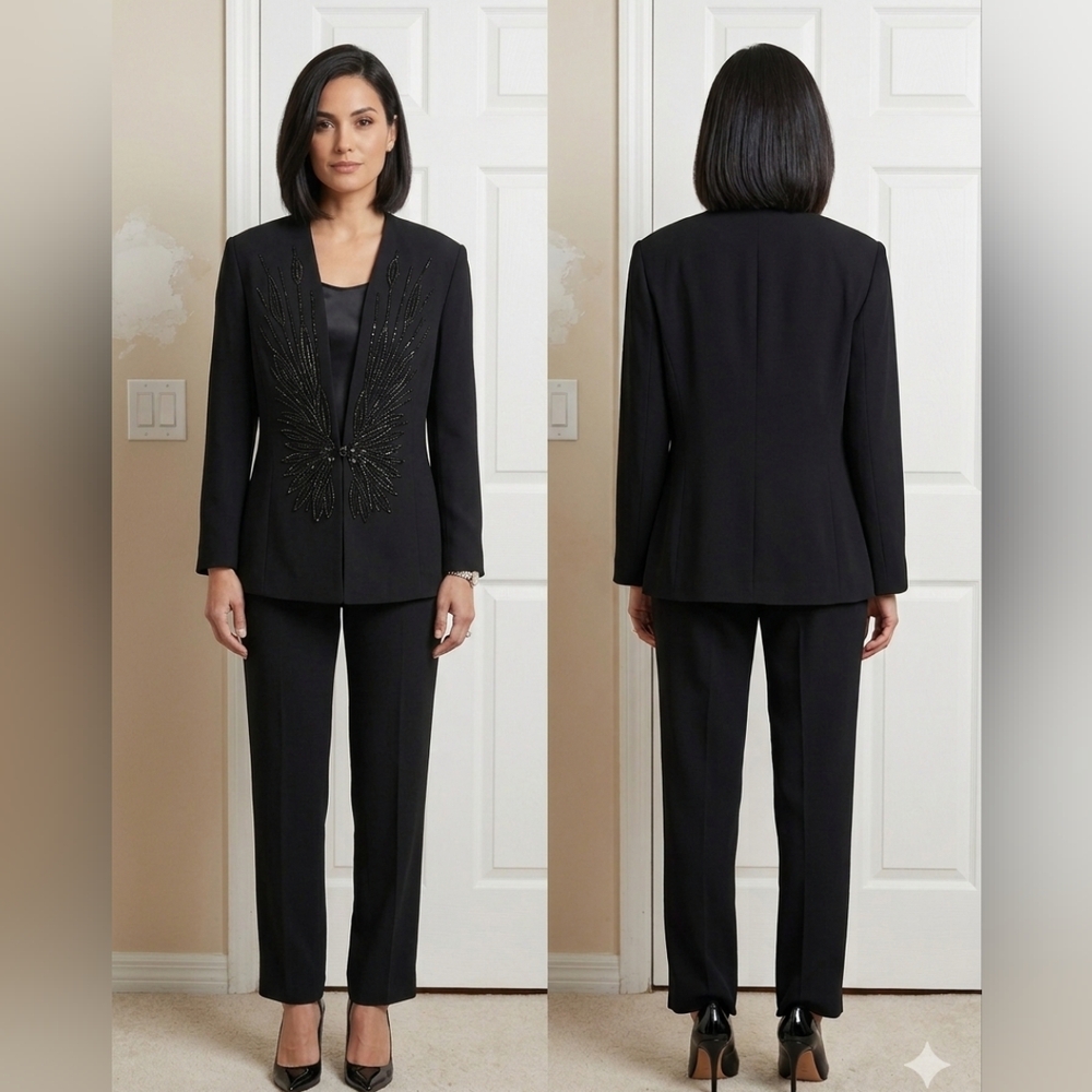 Night Studio New York Women's Vintage Beaded Black Jacket in Size 14